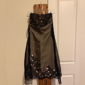 White House Black Market Black Lace-Trim Midi Dress